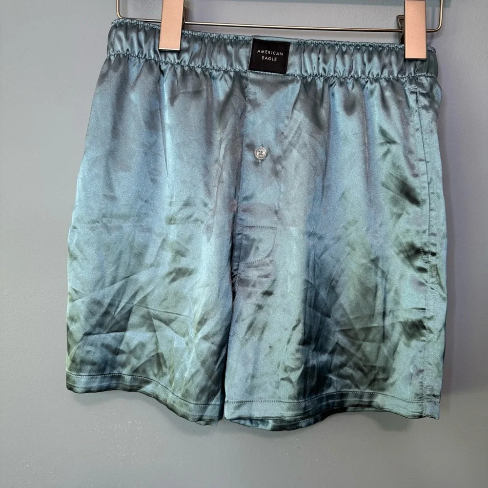 American Eagle Men's Stretch Satin Boxer Shorts Teal Blue Size XS (26-28) NWOT
